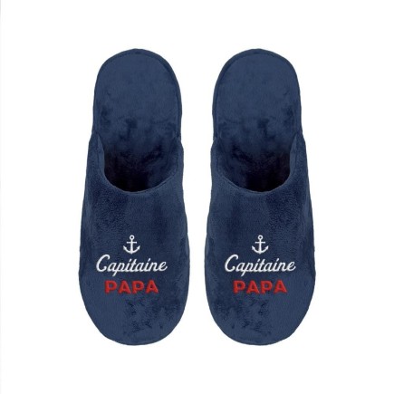 Pantoufles "Capitaine Papa" bleu