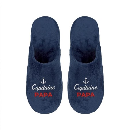 Pantoufles "Capitaine Papa" bleu