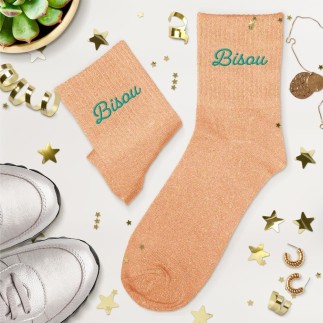 Chaussettes Paillettes Brodees Bisou
