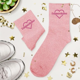 Chaussettes Paillettes Brodees Emmerdeuse