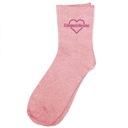 Chaussettes Paillettes Brodees Emmerdeuse