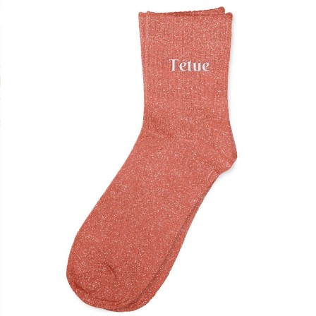 Chaussettes Paillettes Brodees Tetue