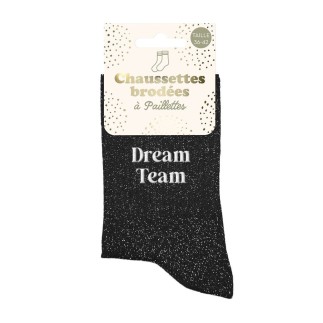 Chaussettes Paillettes Brodees Dream Team