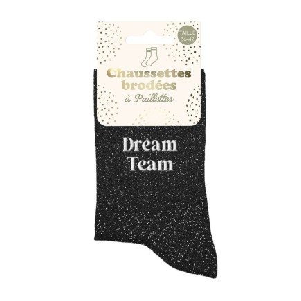 Chaussettes Paillettes Brodees Dream Team