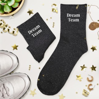 Chaussettes Paillettes Brodees Dream Team