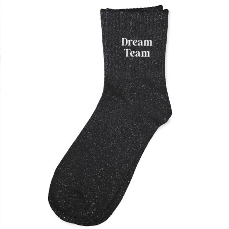 Chaussettes Paillettes Brodees Dream Team
