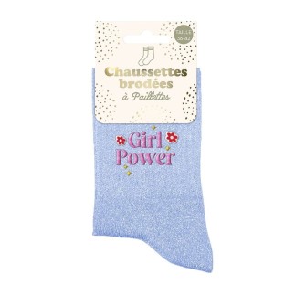 Chaussettes Paillettes Brodees Girl Power