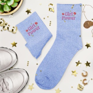 Chaussettes Paillettes Brodees Girl Power