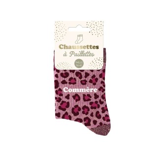 Chaussettes Paillettes Leopard Commere