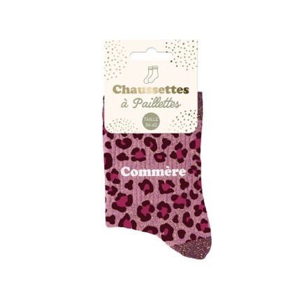 Chaussettes Paillettes Leopard Commere