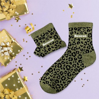 Chaussettes Paillettes Leopard Boucan