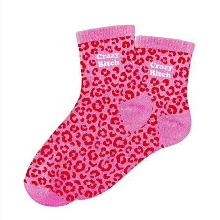 Chaussettes Paillettes Leopard Crazy Bitch