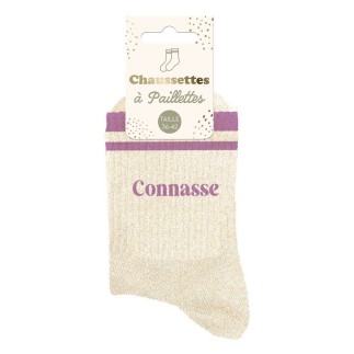 Chaussettes Paillettes A Bandes Connasse