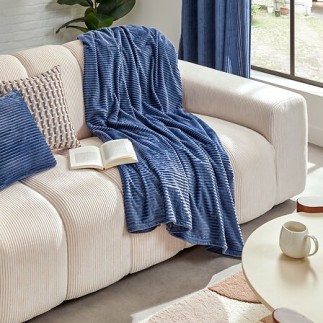 Plaid Arum 240 x 220 cm flanelle côtelée ivoire