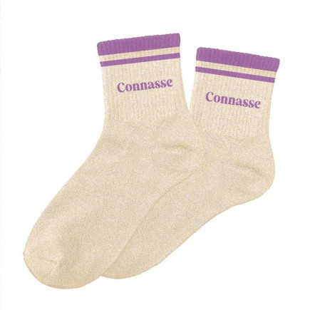 Chaussettes Paillettes A Bandes Connasse