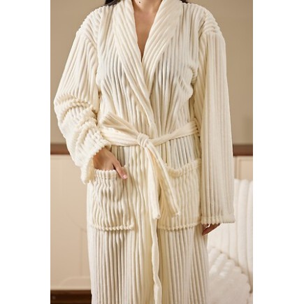 Peignoir velours côtelé flanelle ivoire