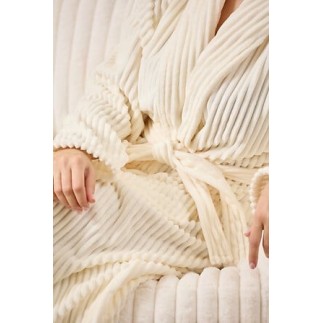Peignoir Arum velours côtelé en flanelle taille unique ivoire