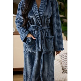 Peignoir velours côtelé flanelle bleu