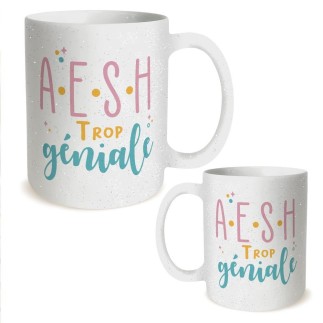 Mug a paillettes "AESH trop geniale"