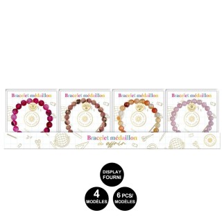Bracelet perles medaillon maitresse/nounou/ATSEM