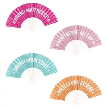 eventail paillettes maitresse/merci/ATSEM