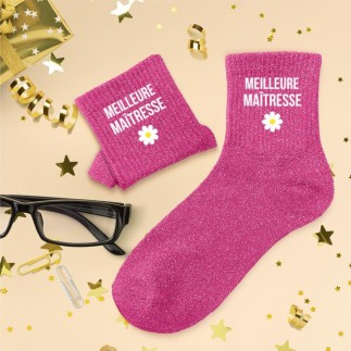Chaussettes paillettes meilleure maitresse