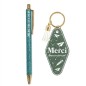 Duo paillettes porte-cles motel et stylo merci beaucoup
