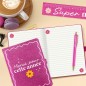 Coffret carnet notes stylo paillettes maitresse