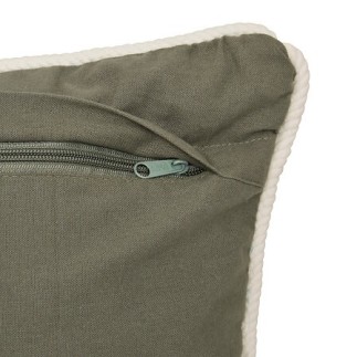 Coussin broderie Chéri 38 x 58 cm coton kaki