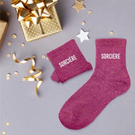 Chaussettes paillettes sorciere