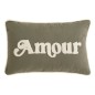 Coussin broderie Amour kaki