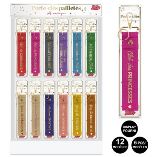 Porte clés laniere paillettes