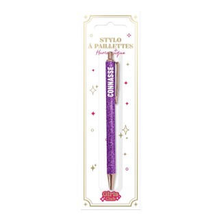 Stylo à paillettes violet connasse