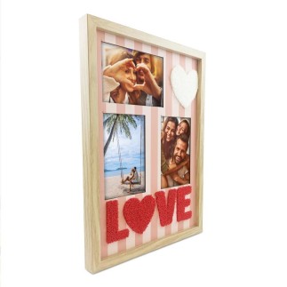 Toile tuftee cadre photos love 30x40cm