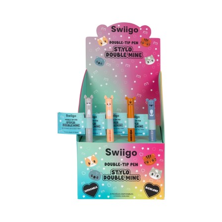 STYLO DOUBLE MINE EFFACABLE SWIIGO ANIMAUX