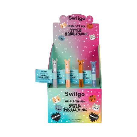 STYLO DOUBLE MINE EFFACABLE SWIIGO ANIMAUX