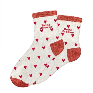 Chaussettes paillettes cŒurs reine de cŒur