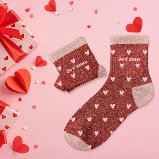 Chaussettes paillettes cŒurs je t aime