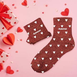 Chaussettes paillettes cŒurs amour