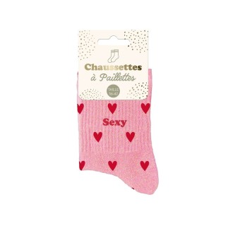 Chaussettes paillettes cŒurs sexy