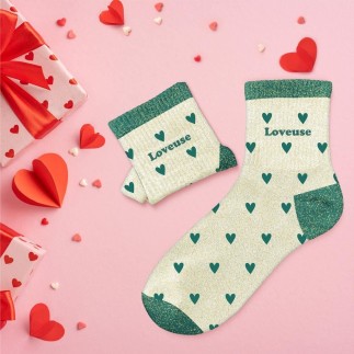 Chaussettes paillettes cŒurs loveuse