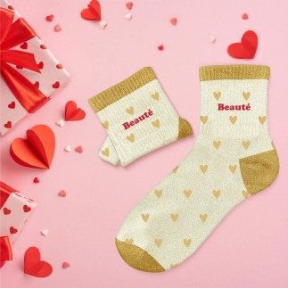 Chaussettes paillettes cŒurs beaute