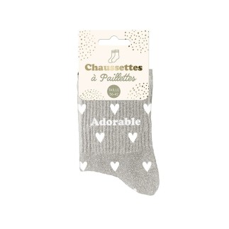 Chaussettes paillettes cŒurs adorable