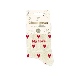Chaussettes paillettes cŒurs my love