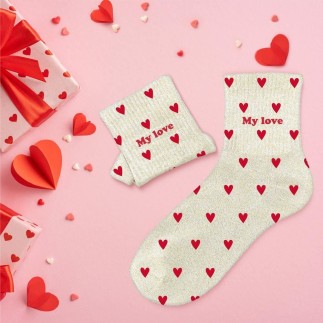 Chaussettes paillettes cŒurs my love