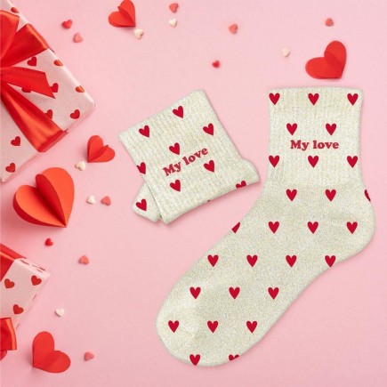 Chaussettes paillettes cŒurs my love