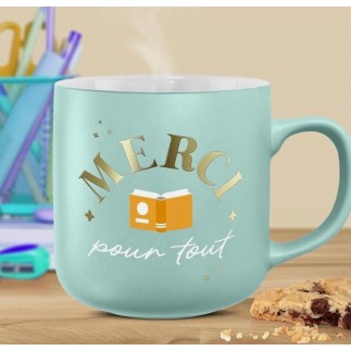 MUG CÉRAMIQUE MERCI POUR TOUT 40CL BLEU
