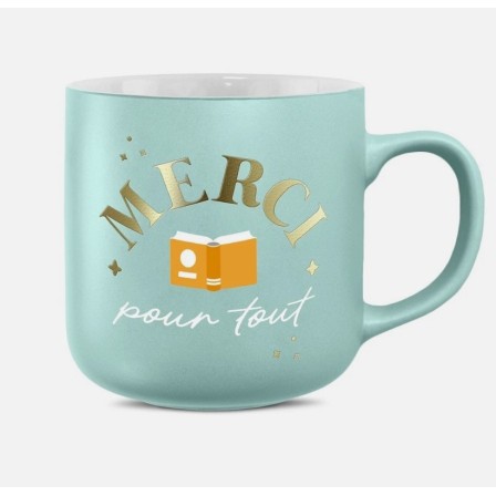 MUG CÉRAMIQUE MERCI POUR TOUT 40CL BLEU