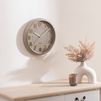 Horloge Alizée diam 30 cm plastique taupe pas cher