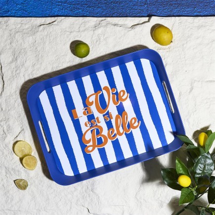 PLATEAU PLASTIQUE LA VIE EST BELLE 41X32CM